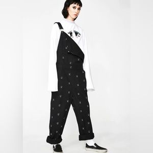 Lazy Oaf Black Happy Sad Dungarees / Overalls M